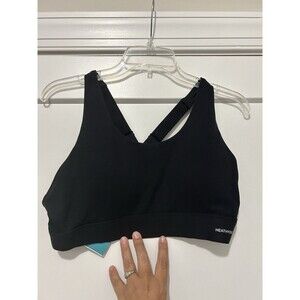 Healthyoga Women's Size XL Black Padded Adjustable Compression Sports Bra NWT